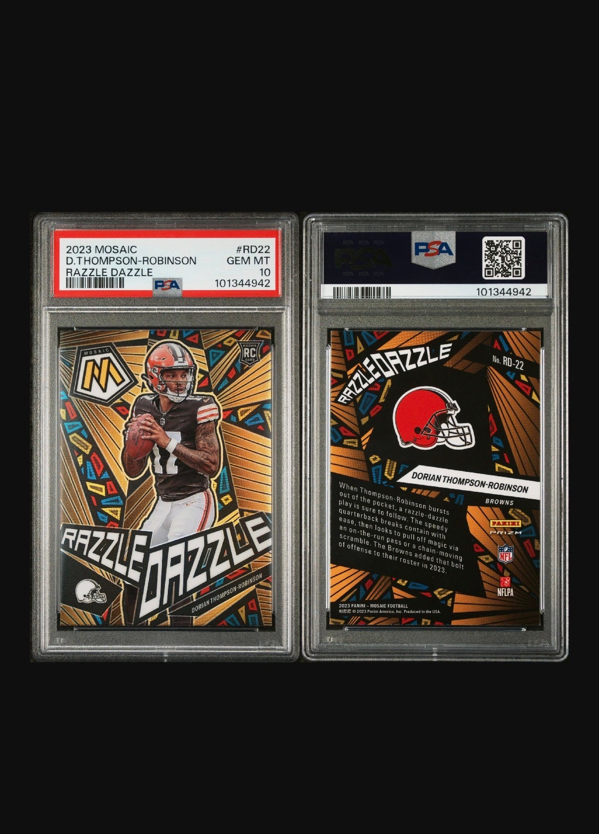 🏆 Dorian Thompson-Robinson 2023 Mosaic Razzle Dazzle RC PSA 10 – GEM MINT